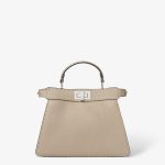 FENDI Peekaboo ISeeU Small Dove gray Selleria bag with 1254 hand-sewn topstitches